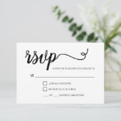 白黒シンプルRSVPゲスト数 出欠カード (スタンド正面)