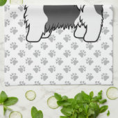 白黒シーズー(犬)かわいい漫画の犬 キッチンタオル (折り畳み)