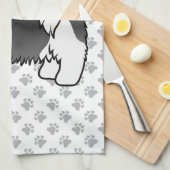 白黒シーズー(犬)かわいい漫画の犬 キッチンタオル (四つ折り)