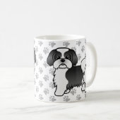 白黒シーズー（犬）かわいい漫画の犬 コーヒーマグカップ (正面右)