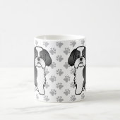 白黒シーズー（犬）かわいい漫画の犬 コーヒーマグカップ (中央)