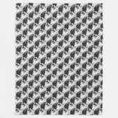 白黒シーズー（犬）のtzu フリースブランケット (正面)