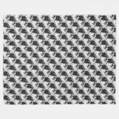 白黒シーズー（犬）のtzu フリースブランケット (正面(横))