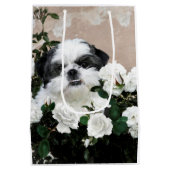 白黒シーズー（犬） Tzu ミディアムペーパーバッグ (裏面)