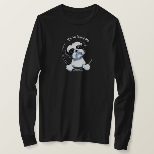 白黒シーズー(犬)Tzu IAAM Tシャツ (デザイン正面)