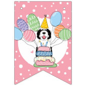 白黒シーパドールドッグバースデーパーティー バンティングフラッグ (第1の旗)