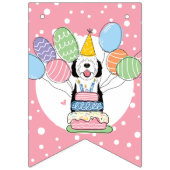 白黒シーパドールドッグバースデーパーティー バンティングフラッグ (第1の旗)