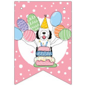 白黒シーパドールドッグバースデーパーティー バンティングフラッグ (第1の旗)