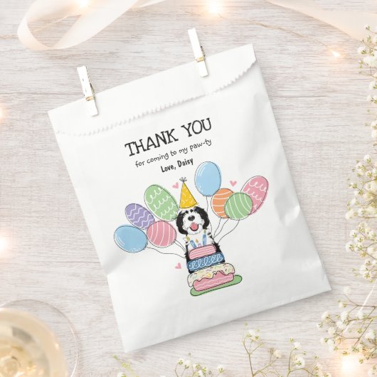 白黒シーパドールバースデーパーティー フェイバーバッグ (クリップ留めされた状態)