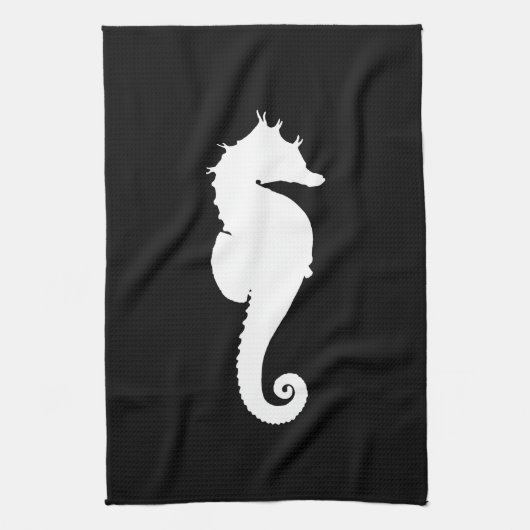 白黒シーホース キッチンタオル (縦)