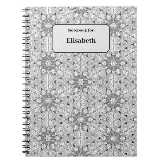 白黒シームレスパターンカスタムノートブック ノートブック (正面)
