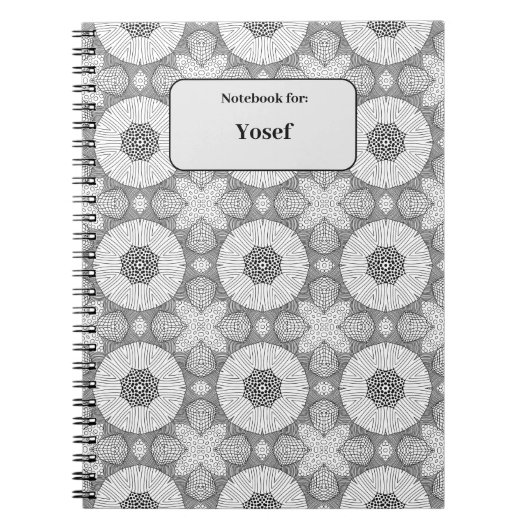 白黒シームレスパターンカスタムノートブック ノートブック (正面)