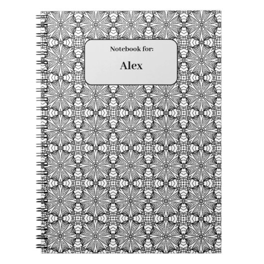 白黒シームレスパターンカスタムノートブック ノートブック (正面)