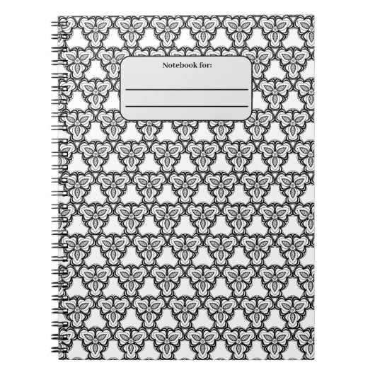 白黒シームレスパターンカスタムノートブック ノートブック (正面)