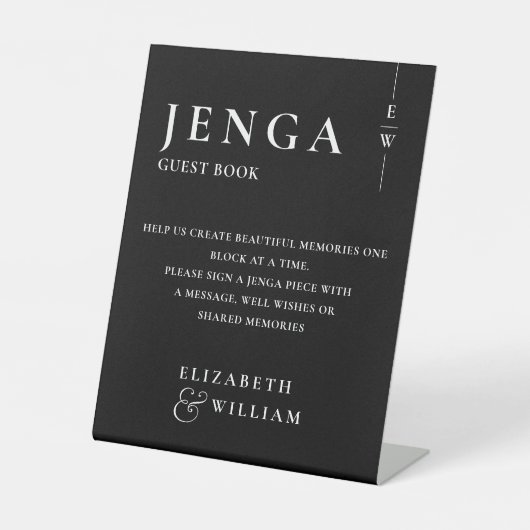 白黒ジェガゲストブックミニマルモダンリスト 台座サイン (正面)