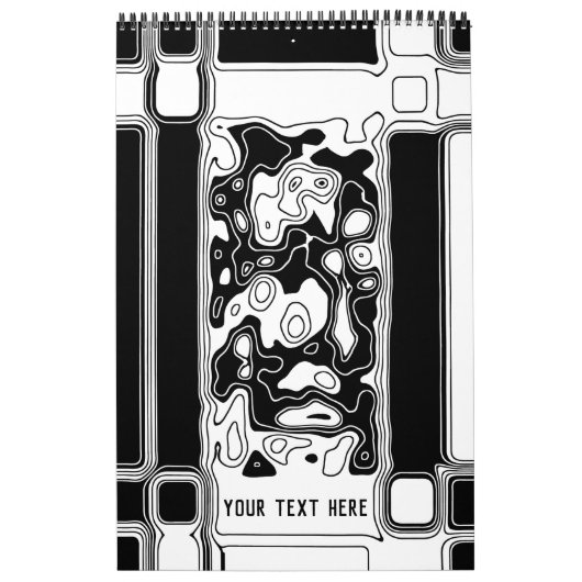 白黒ジオメトリアート1テンプレート カレンダー (カバー)