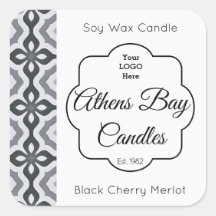 白黒ジオメトリキャンドル製品ラベル