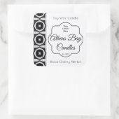 白黒ジオメトリキャンドル製品ラベル スクエアシール (バッグ)