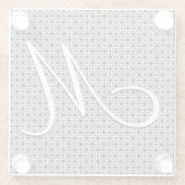 白黒ジオメトリックイニシャルモノグラム ガラスコースター (裏面)