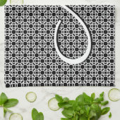 白黒ジオメトリックイニシャルモノグラム キッチンタオル (折り畳み)