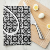 白黒ジオメトリックイニシャルモノグラム キッチンタオル (四つ折り)