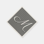 白黒ジオメトリックイニシャルモノグラム スタンダードカクテルナプキン (角)