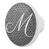 白黒ジオメトリックイニシャルモノグラム セラミックノブ (右)