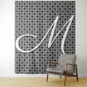 白黒ジオメトリックイニシャルモノグラム タペストリー (インサイチュ)