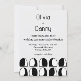 白黒ジオメトリックコンテンポラリー結婚ズ 招待状