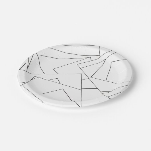 白黒ジオメトリックバウハスタイリッシュウスモダン ペーパープレート (アングル)