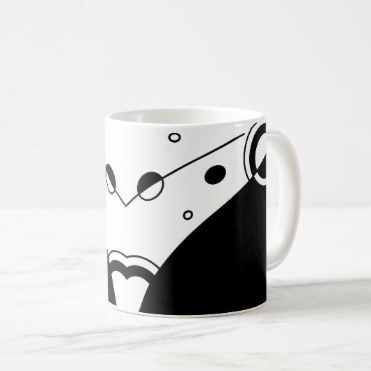 白黒ジオメトリック抽象芸術アート コーヒーマグカップ (正面右)
