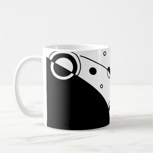 白黒ジオメトリック抽象芸術アート コーヒーマグカップ (左)