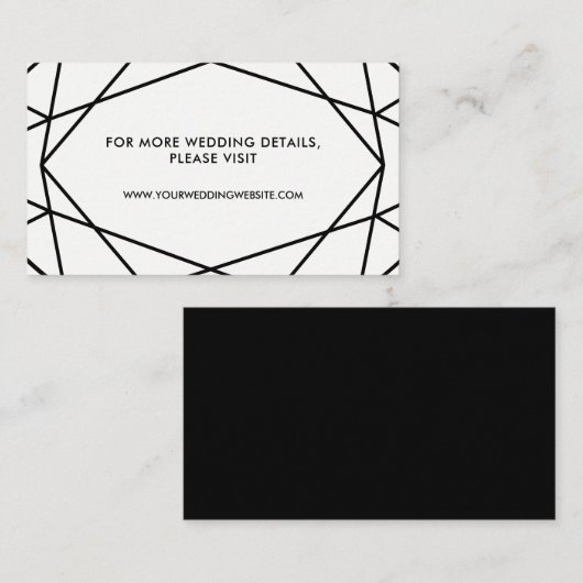 白黒ジオメトリック結婚のWebサイトカード エンクロージャーカード (正面/裏面)