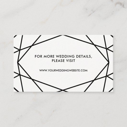 白黒ジオメトリック結婚のWebサイトカード エンクロージャーカード (正面)