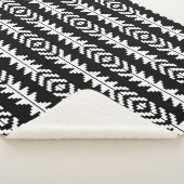 白黒ジオメトリボホデザイン シェルパブランケット (3/4)