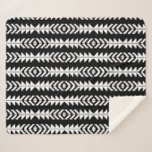 白黒ジオメトリボホデザイン シェルパブランケット (正面(横))