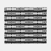 白黒ジオメトリボホデザイン フリースブランケット (正面(横))