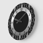 白黒ジオメトリ三角形ウォールクロック2 ラージ壁時計 (傾斜)