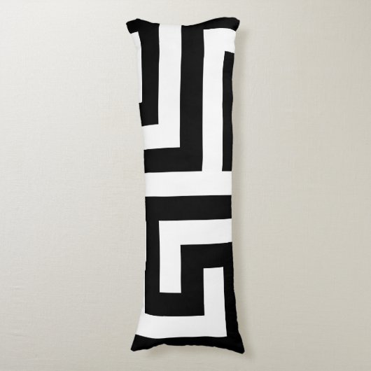 白黒ジオメトリ迷路抱き枕 ボディピロー (正面縦)