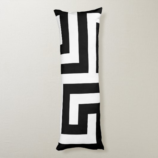 白黒ジオメトリ迷路抱き枕 ボディピロー (裏面 (縦))