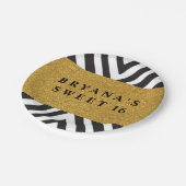 白黒ジオメトリ金ゴールドモダンパーティープレート ペーパープレート (アングル)