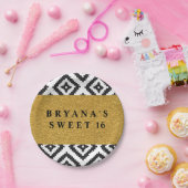 白黒ジオメトリ金ゴールドモダンパーティープレート ペーパープレート (パーティー)