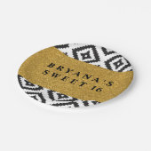 白黒ジオメトリ金ゴールドモダンパーティープレート ペーパープレート (アングル)