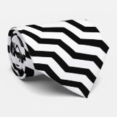 白黒ジグザグシェブロンパターン ネクタイ (ロール)