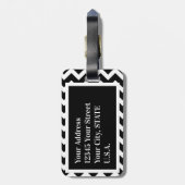 白黒ジグザグソモダングエレガントモノグラム ラゲッジタグ (裏面縦)
