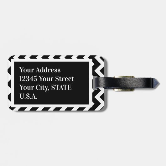 白黒ジグザグソモダングエレガントモノグラム ラゲッジタグ (裏面横)