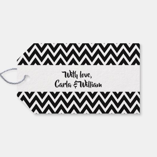 白黒ジグザグハッピーバースデーカスタム ギフトタグ (裏面横)