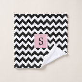 白黒ジグザグパターン、モノグラム バスタオルセット (ウォッシュタオル)