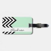 白黒ジグザグパターン、緑、お名前 ラゲッジタグ (裏面横)