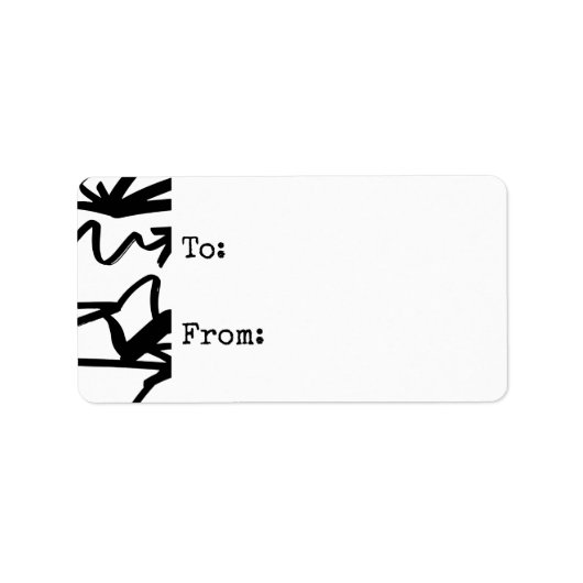 白黒ジグザグ矢印ギフトラベル ラベル (正面)